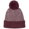 Sport-Tek Maroon/Silver Halftime Heather Pom Beanie