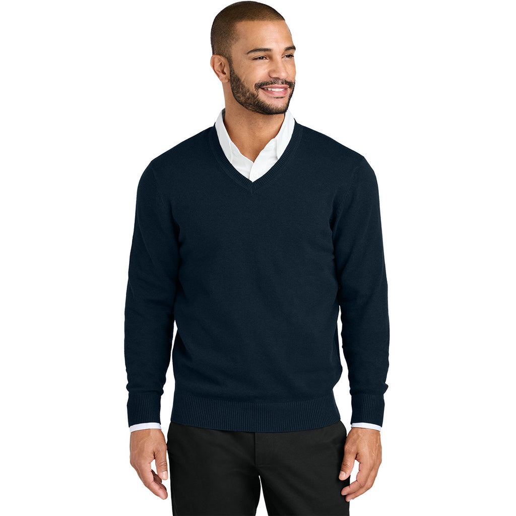 Port Authority Men's River Blue Navy Easy Care V-Neck Sweater