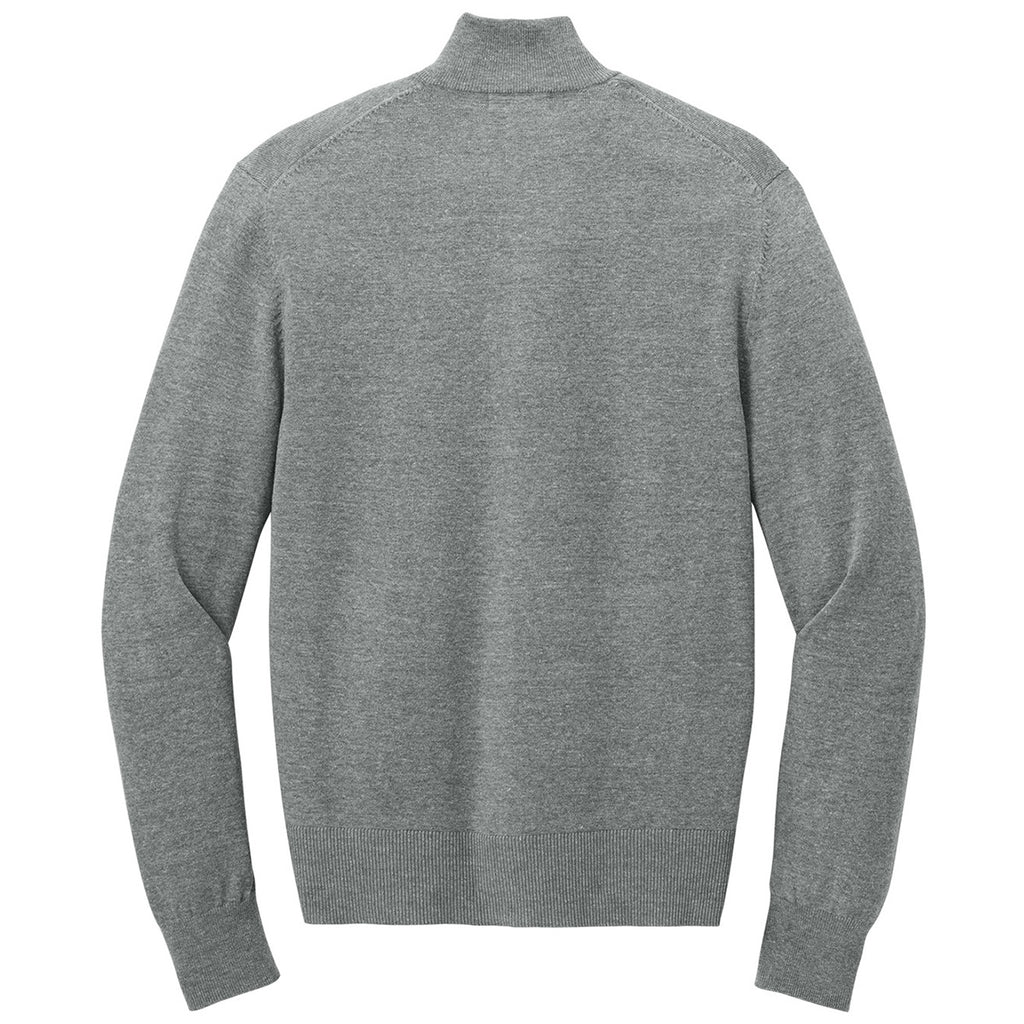 Port Authority Men's Medium Heather Grey Easy Care Full-Zip Sweater