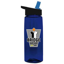 Garyline Transparent Navy Blue Flair Tritan Bottle with Flip-Straw Lid - 26 oz.