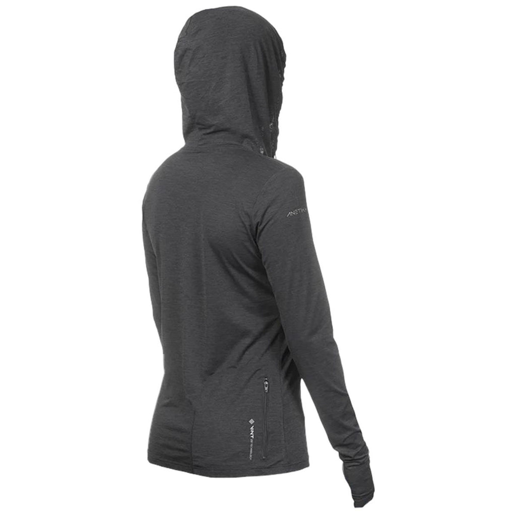 ANETIK Women's Charcoal Heathered Breeze Tech Hooded T-Shirt