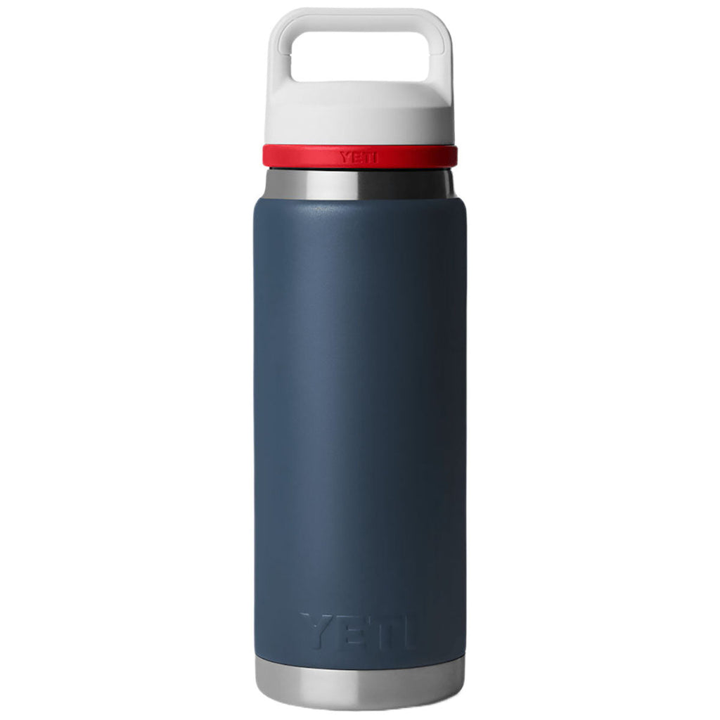 YETI Navy/White/Rescue Red Badge Rambler 26oz Chug Bottle