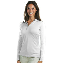 Antigua Women's White Long Sleeve Exceed Polo
