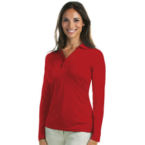 Antigua Women's Dark Red Long Sleeve Exceed Polo