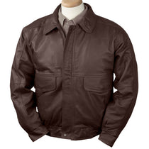 Burk's Bay Men's Brown Buffed Leather Bomber Jacket