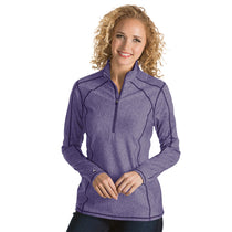 Antigua Women's Dark Purple Heather Tempo Fine Stripe Quarter Zip