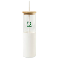 Aviana White Journey Glass Tumbler with Straw - 20 Oz
