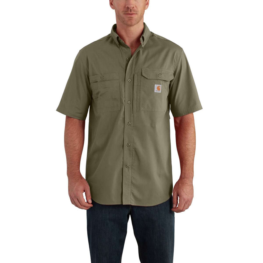 Carhartt Men's Burnt Olive Force Ridgefield Solid SS Shirt