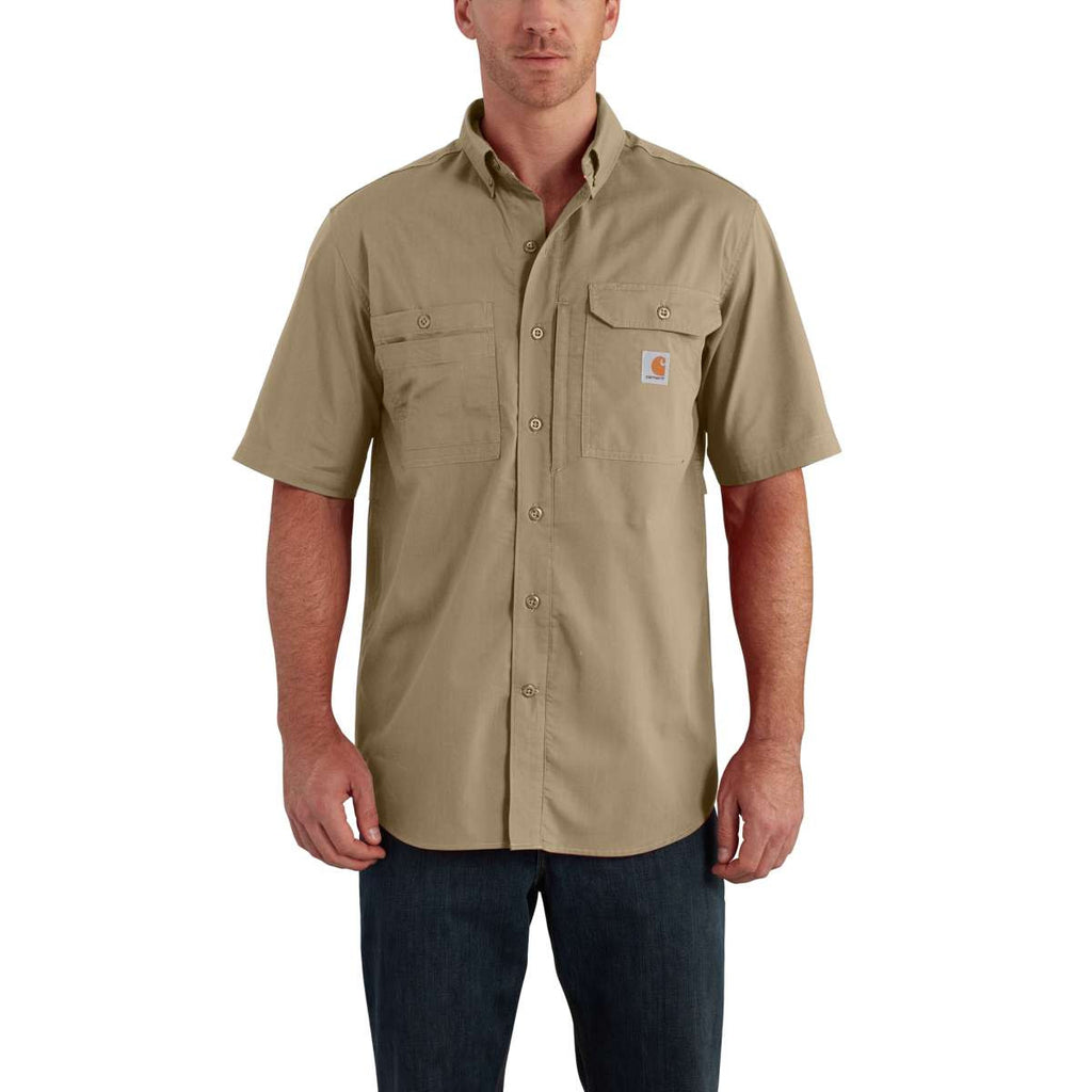Carhartt Men's Dark Khaki Force Ridgefield Solid SS Shirt