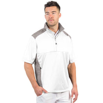 Antigua Men's White/Light Grey Heather Barrier Quarter Zip