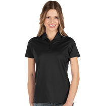 Antigua Women's Black Multi Balance Short Sleeve Polo Shirt