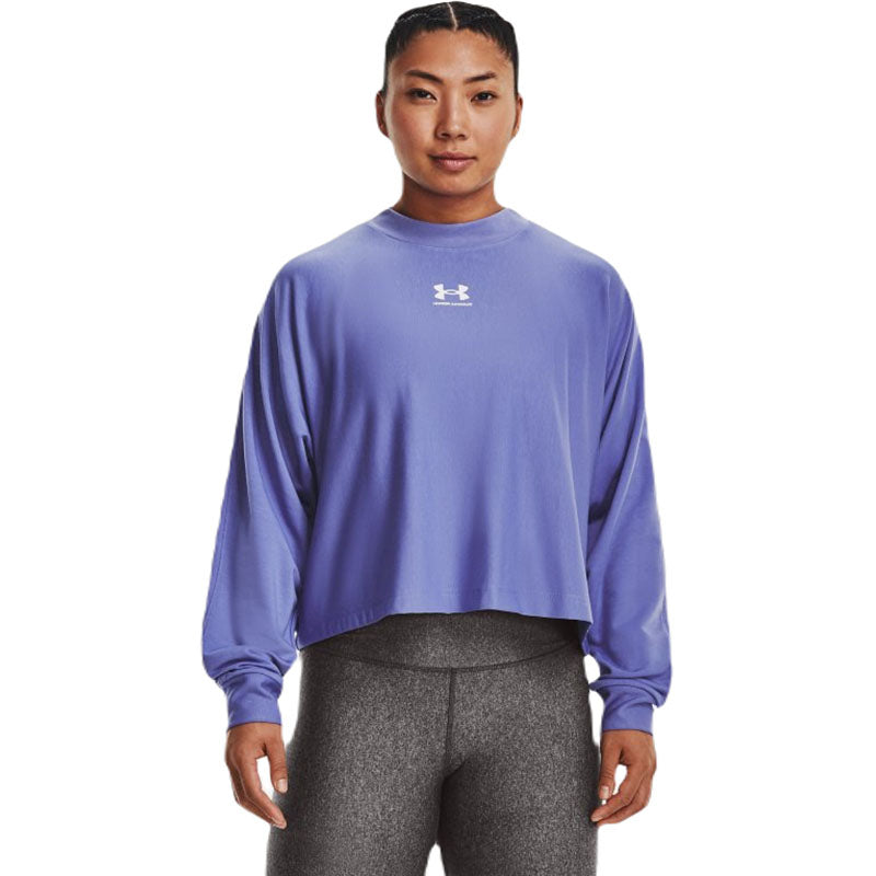 Under Armour Women's Baja Blue/White Rival Terry Oversized Crew