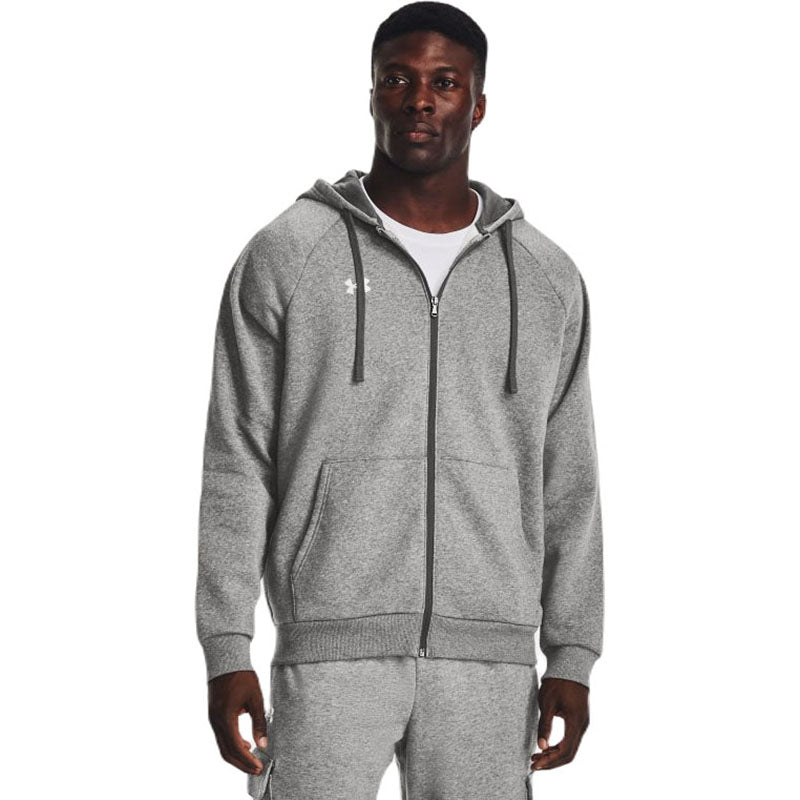 Under Armour Men's Castlerock Light Heather/White Rival Fleece Full Zip Hoodie