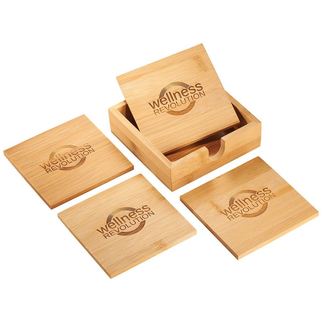 Leed's Natural Bamboo Coaster Set