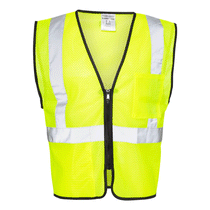 ML Kishigo Men's Lime Class 2 Double-Pocket Zippered Economy Vest