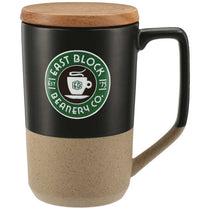 Leed's Black Tahoe Tea & Coffee 16oz Ceramic Mug with Wood Lid
