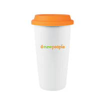 ETS White Terra Tumbler with Tangerine Lid -16 oz
