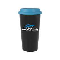 ETS Black Terra Tumbler with Aqua Lid -16 oz