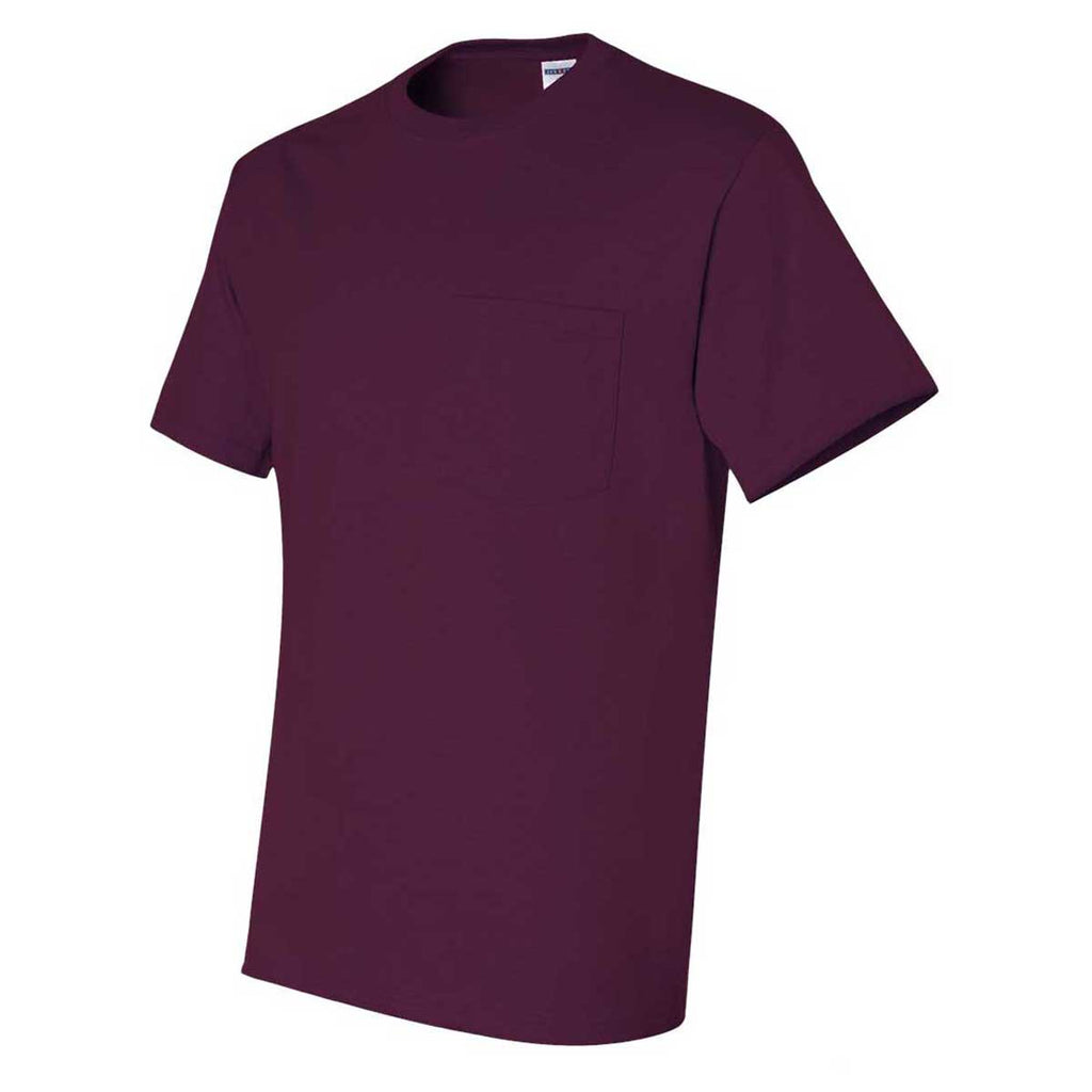 Jerzees Men's Maroon Dri-Power 50/50 T-Shirt with a Pocket