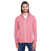 Threadfast Unisex Red Triblend Full-Zip Light Hoodie