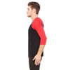 Bella + Canvas Unisex Black/Red 3/4 Sleeve Baseball T-Shirt