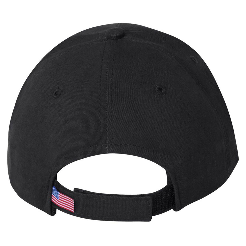 Bayside Black/Red USA-Made Structured Twill Cap with Sandwich Visor