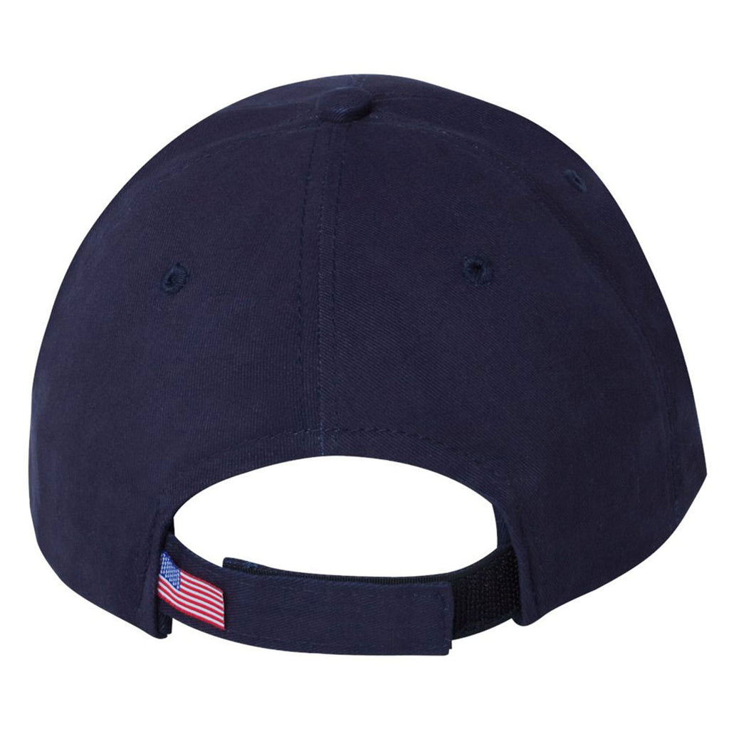 Bayside Navy/White USA-Made Structured Twill Cap with Sandwich Visor