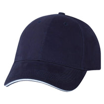Bayside Navy/White USA-Made Structured Twill Cap with Sandwich Visor