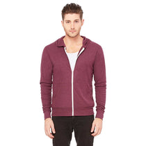 Bella + Canvas Unisex Maroon Triblend Full-Zip Lightweight Hoodie