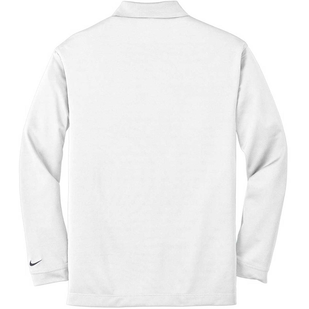 Nike Men's White Dri-FIT Long Sleeve Stretch Tech Polo