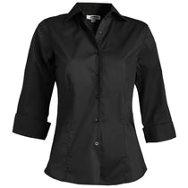 Edwards Women's Black Tailored Full-Placket Stretch Shirt