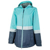 Charles River Women's Aqua/White/Navy Color Blocked New Englander Rain Jacket