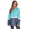 Charles River Women's Aqua/White/Navy Color Blocked New Englander Rain Jacket