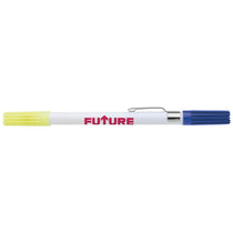 DriMark White/Blue/Yellow Double Header Highlighter Ball Pen Combo
