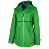 Charles River Women's Kelly Green/Stripe New Englander Rain Jacket with Print Lining