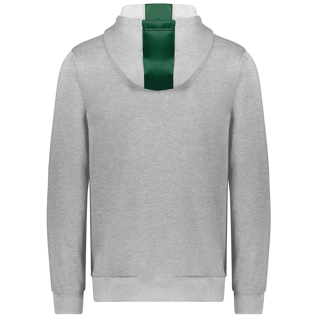 Augusta Sportswear Men's Dark Green/Grey Heather Three-Season Fleece Pullover Hoodie