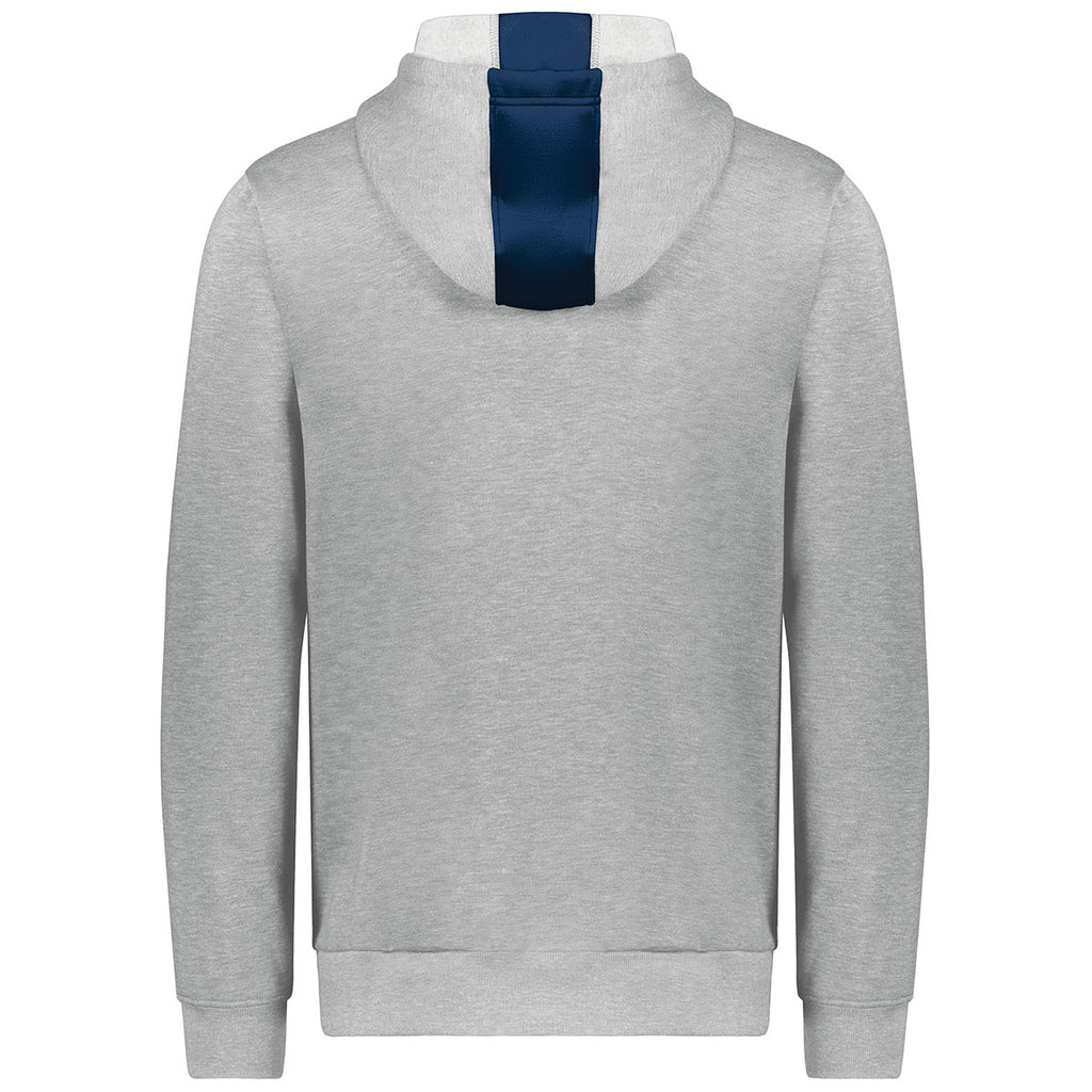 Augusta Sportswear Men's Navy/Grey Heather Three-Season Fleece Pullover Hoodie