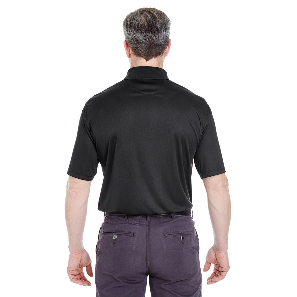 UltraClub Men's Black Cool & Dry Sport Performance Interlock Polo