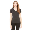 Bella + Canvas Women's Charcoal-Black Triblend Short-Sleeve Deep V-Neck T-Shirt