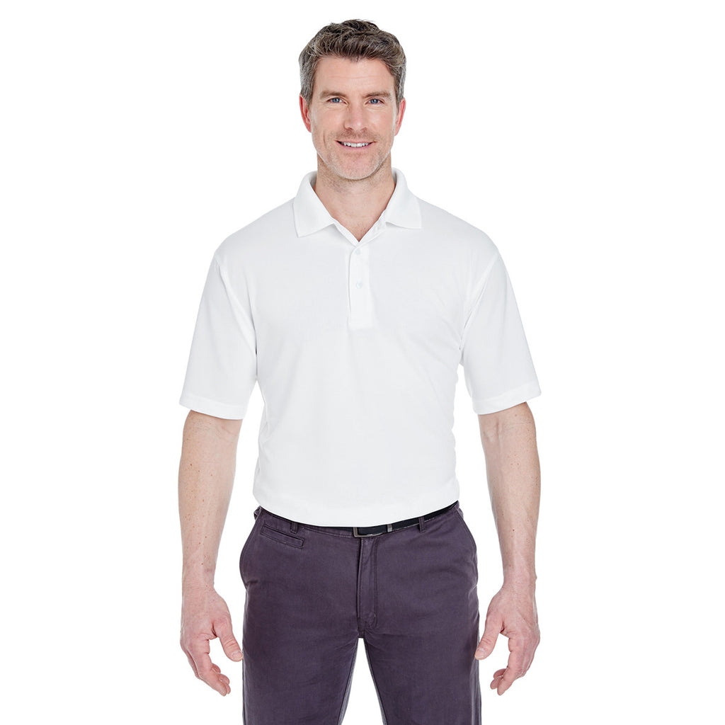 UltraClub Men's White Cool & Dry Stain-Release Performance Polo