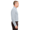 UltraClub Men's Heather Grey Long-Sleeve Classic Pique Polo