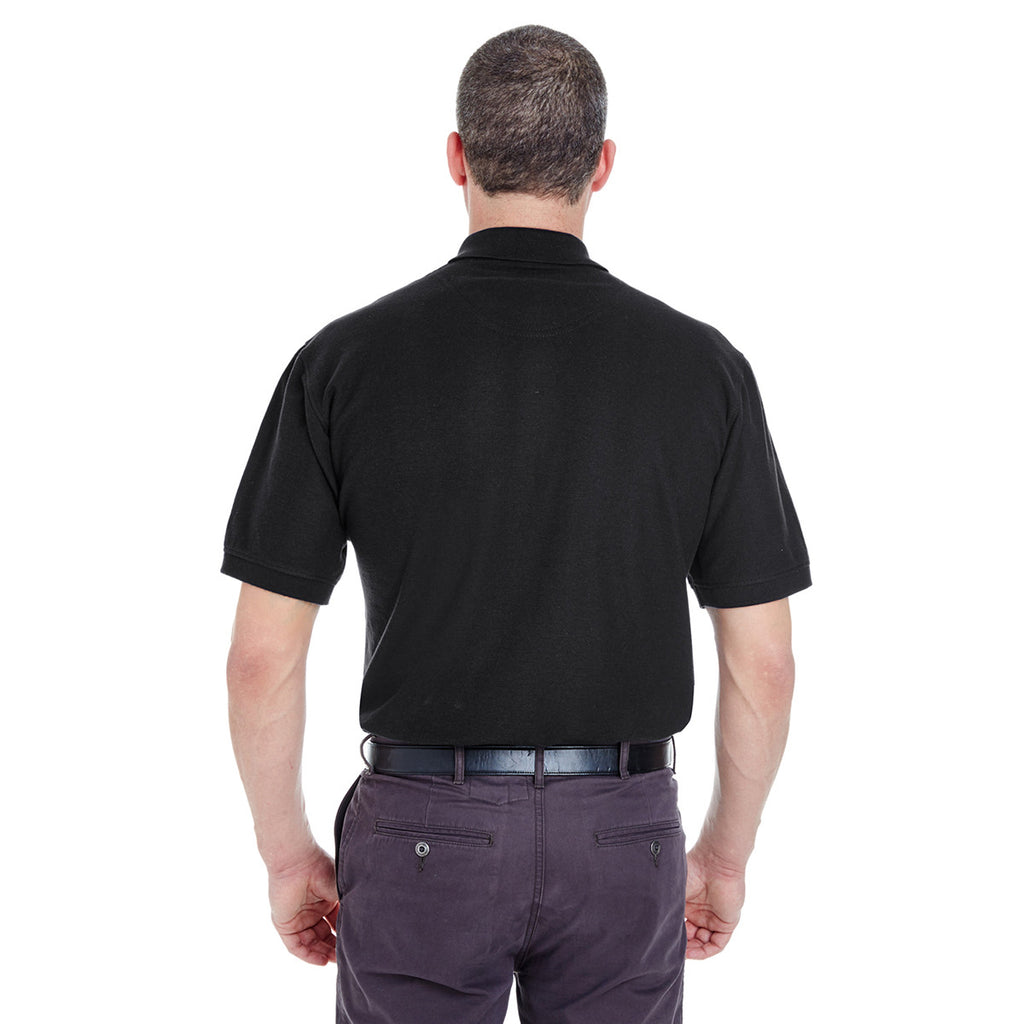 UltraClub Men's Black Whisper Pique Polo