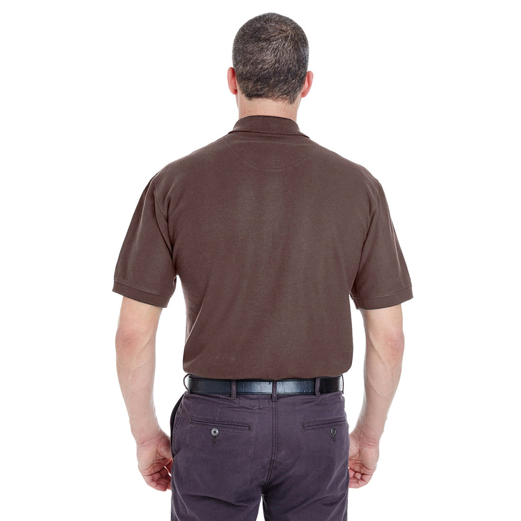 UltraClub Men's Chocolate Whisper Pique Polo