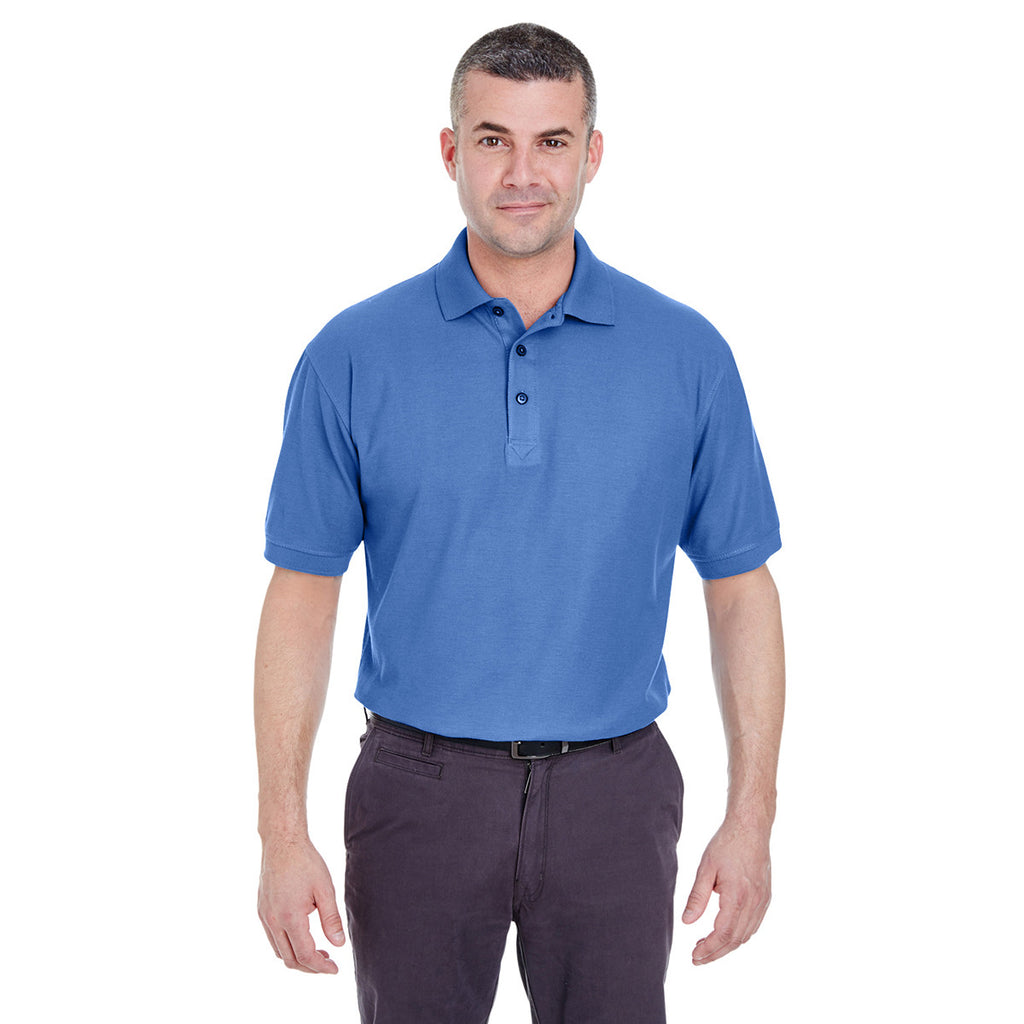 UltraClub Men's French Blue Whisper Pique Polo