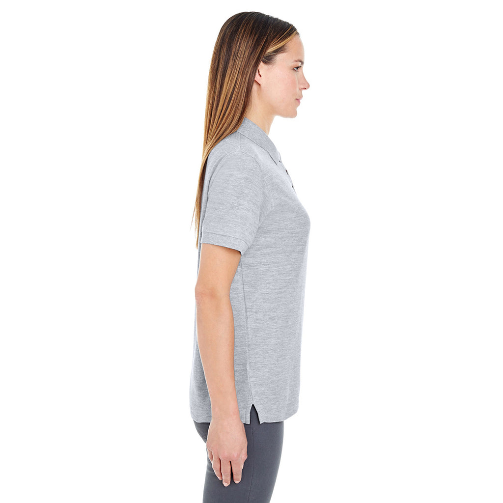 UltraClub Women's Heather Grey Whisper Pique Polo