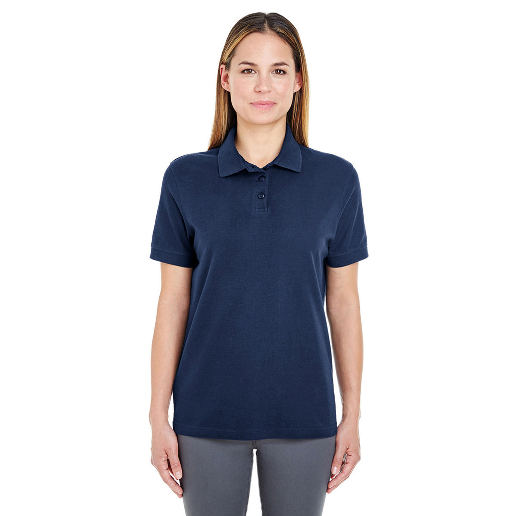 UltraClub Women's Navy Whisper Pique Polo