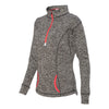 J. America Women's Charcoal Fleck/Fire Coral Cosmic Fleece Quarter-Zip Pullover