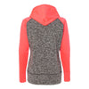 J. America Women's Charcoal Fleck/Fire Coral Colorblock Cosmic Fleece Hooded Pullover Sweatshirt
