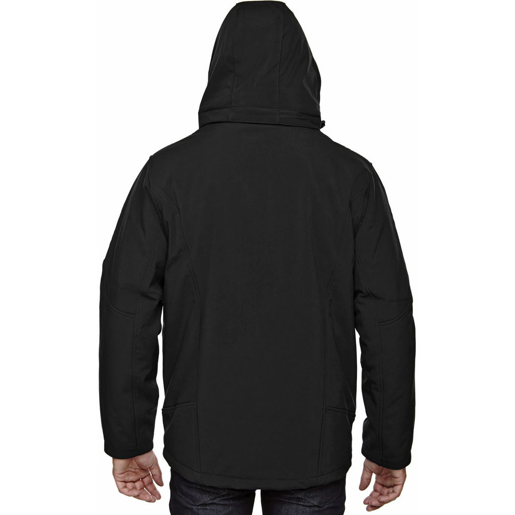 North End Men's Black Glacier Insulated Three-Layer Jacket with Detachable Hood