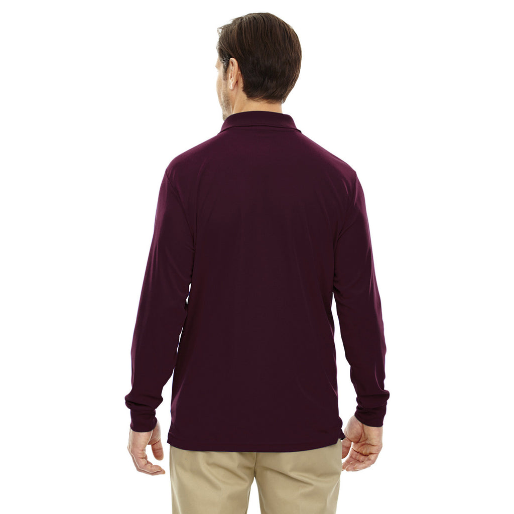 Core 365 Men's Burgundy Pinnacle Performance Long-Sleeve Pique Polo